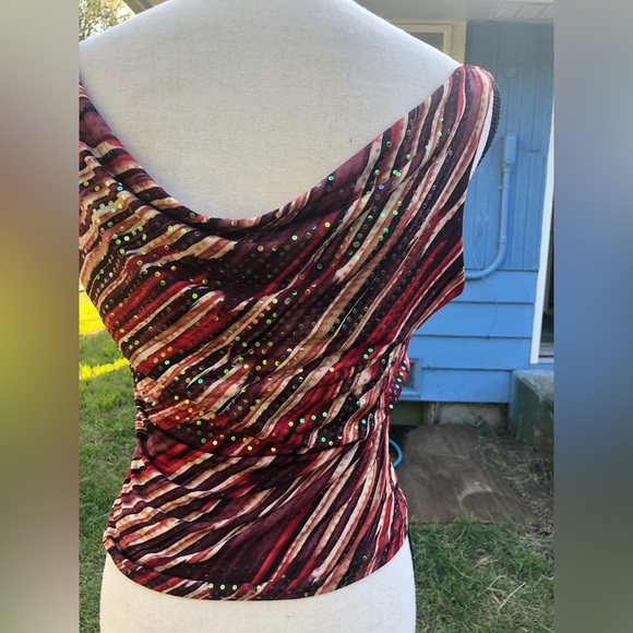 Vintage Y2K Sequin Abstract Striped Sleeveless Top - Picture 7 of 15